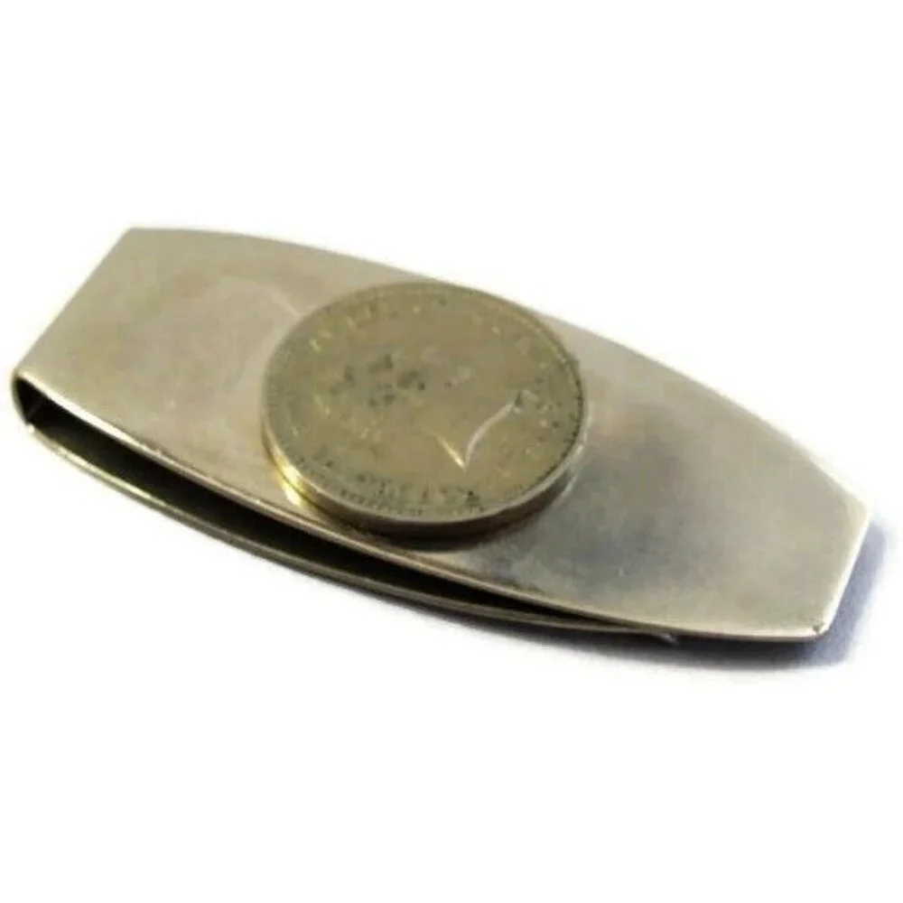 1953 Uruguay 10 Centesimos Money Clip Stainless Steel Wallet Cash Holder Silver